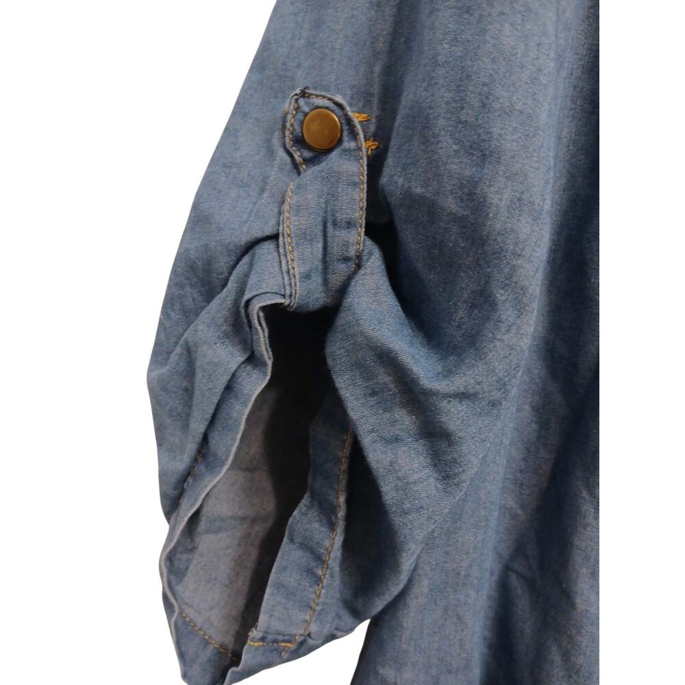 New Look Womens Shirt Dress Midi Sz XL Blue Denim Button Up Studio Art Lagenlook - Picture 4 of 15
